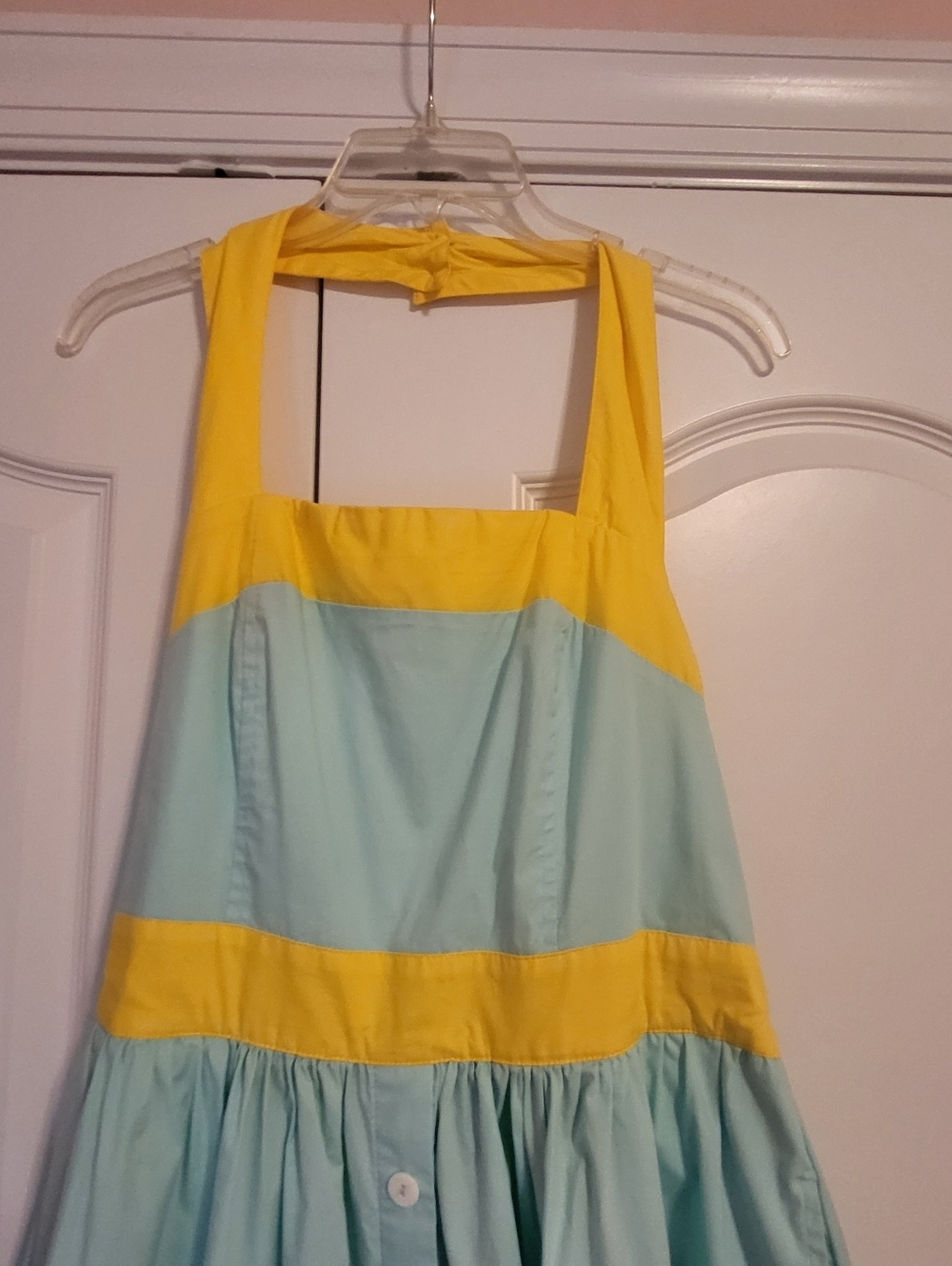 eShakti Yellow and Teal Halter Dress - Picture 2 of 6